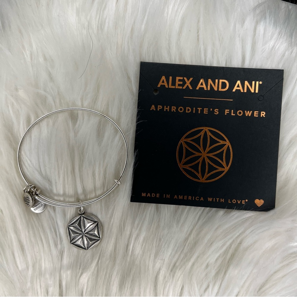Alex and Ani Aphrodite’s Flower Rafaelian Silver Charm Bangle Bracelet
